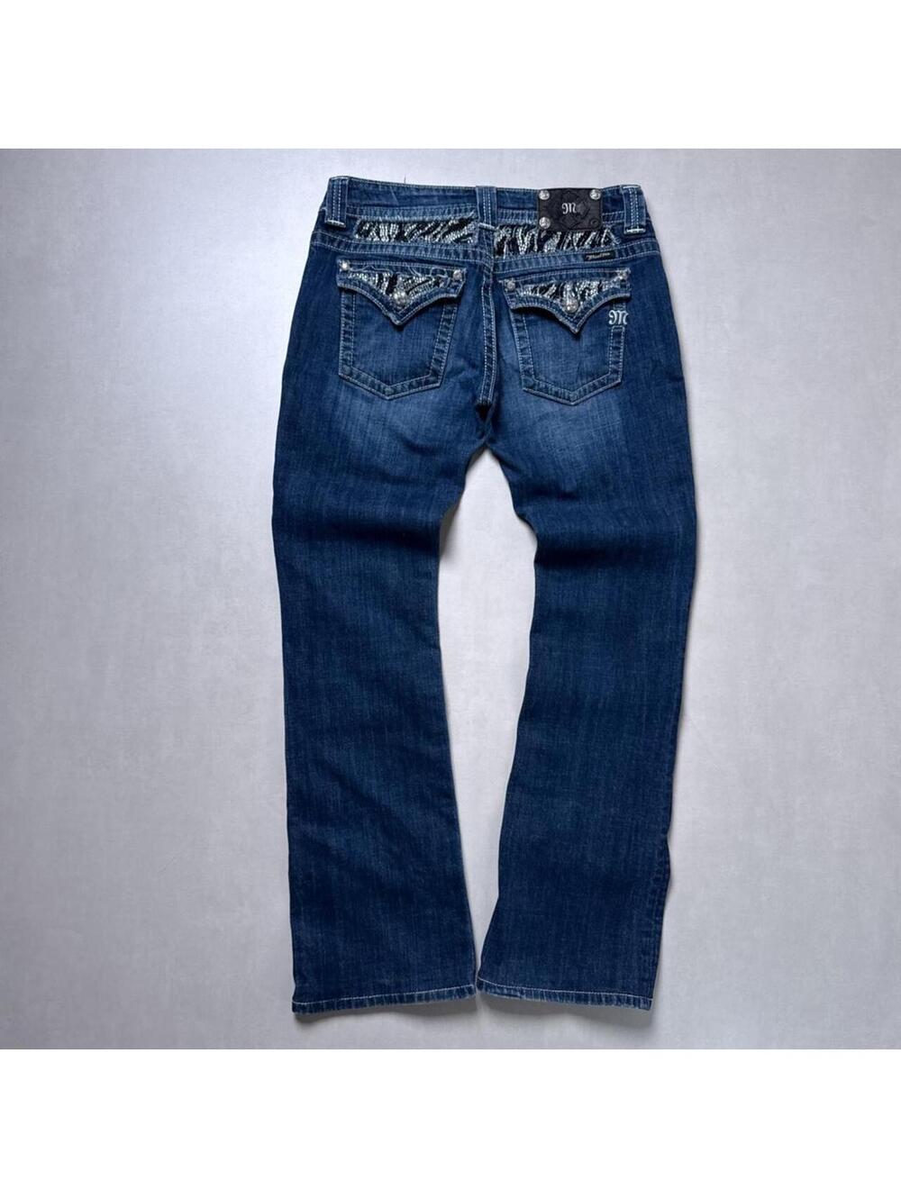 Y2K Miss Me 00s blue grunge embroidered bootcut denim jeans